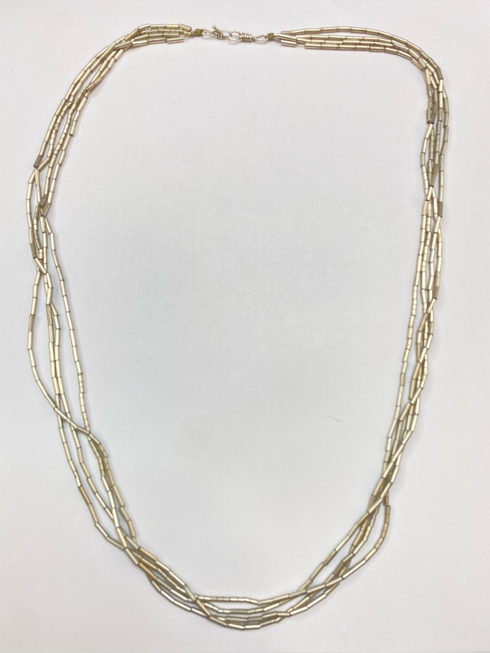 33 grams 24” Multi Strand Sterling Silver Tube Bead Necklace Southwestern Style
